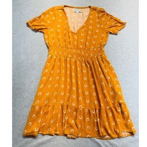 Idyllwind By Miranda Lambert Womens M Horseshoe Print Dress Yellow‎ Western Boho